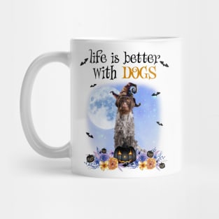 German Wirehaired Pointer Witch Hat Life Is Better With Dogs Mug